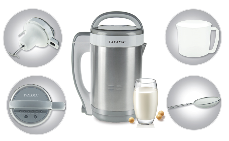 Tayama DJ15SG MultiFunctional Stainless Steel Soy Milk Maker, 1.3L