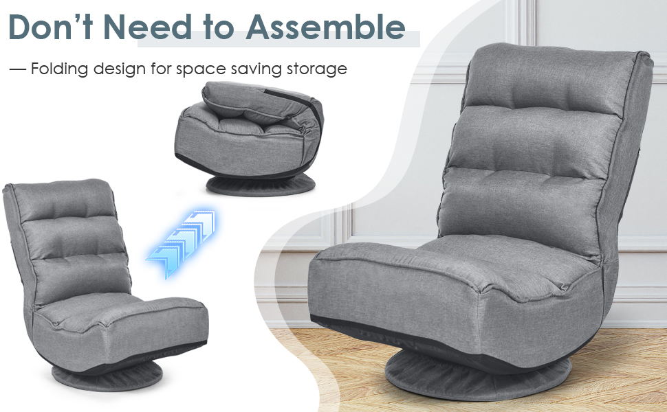 COSTWAY Folding Floor Chair, Adjustable 5Position Video