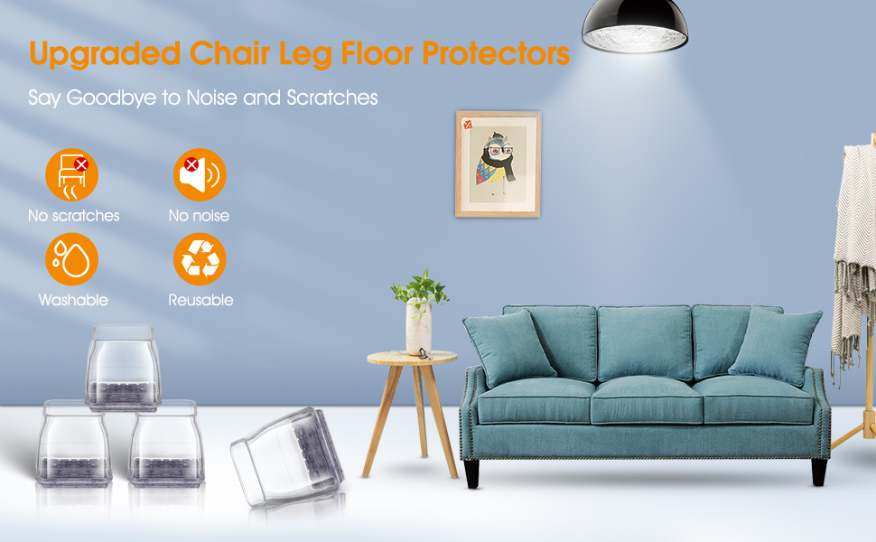 36Pcs Square Chair Leg Floor Protectors, High Elastic Felt Furniture Pads for Hardwood Floors