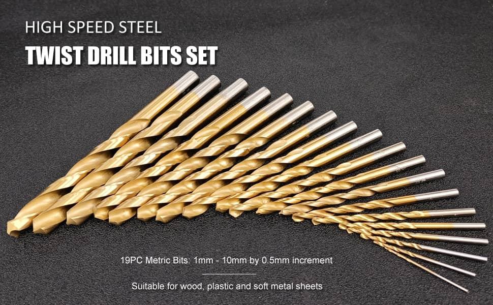 19pc twist drill bits