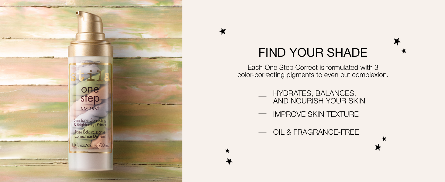 stila One Step, Color Corrector & Brightening Primer Facial Serum to Even Skin Tone