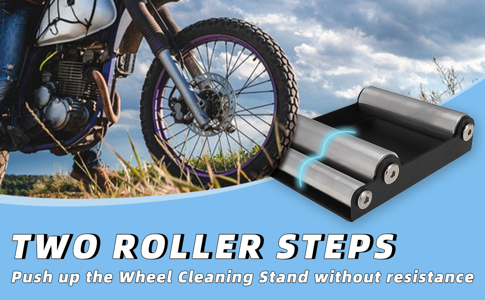 JFG RACING Motorcycle Roller Stand Wheel Cleaning Roller Stand for Tyre