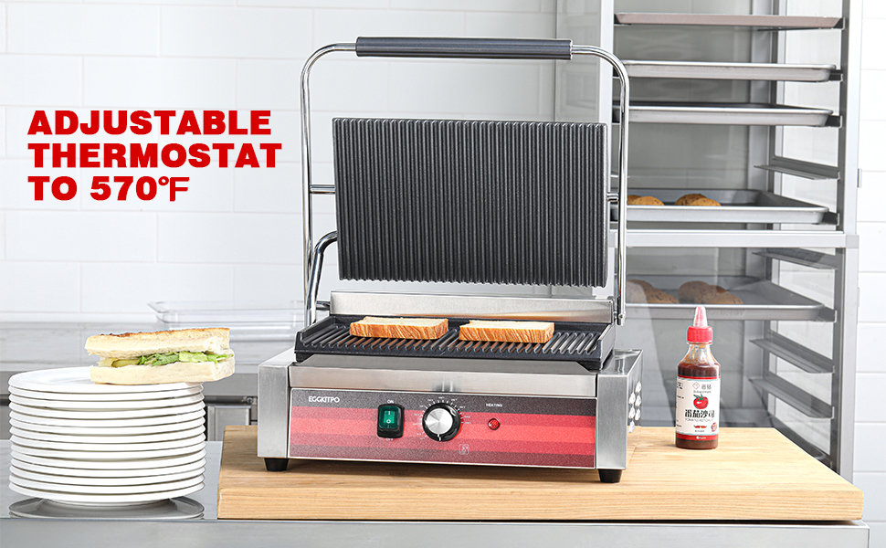 EGG-811E A+01 Commercial Electric Panini Grill with Flat Plates