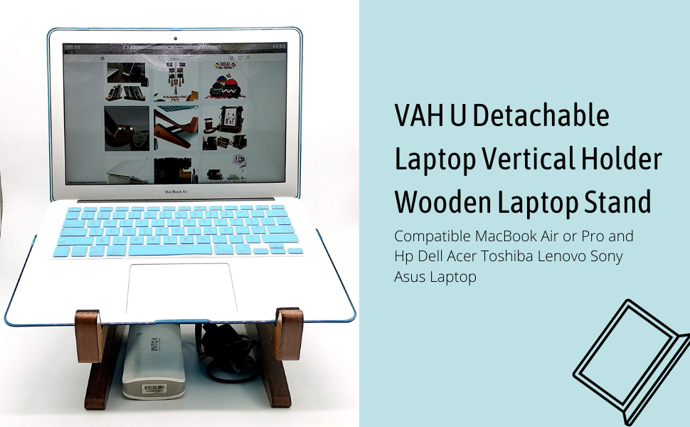 VAH U Detachable Laptop Vertical Holder Wooden Laptop Stand (Brown) 51 SPN-VAFSC