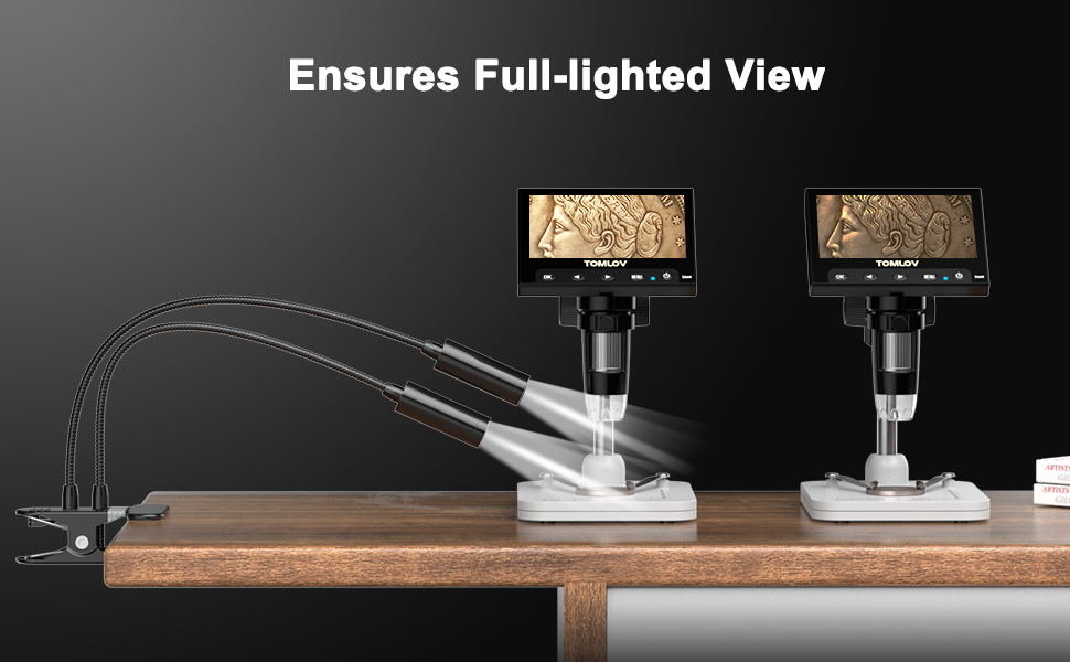 TOMLOV Digital Microscope Gooseneck LED Fill Lights, 6Watt Aluminum Auxiliary