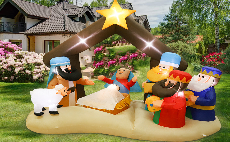 6.8FT Inflatables Nativity Scene Outdoor Decorations