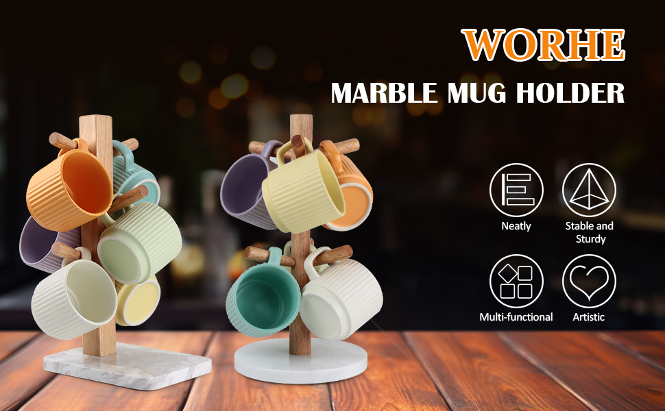 WORHE Marble Mug Holder Tree, Thicker Base Coffee Cup
