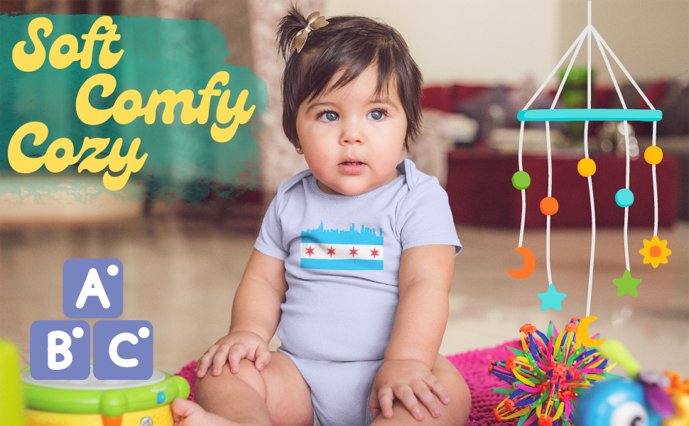 cute colors and design on the go baby bodysuit for babies chicago city flag
