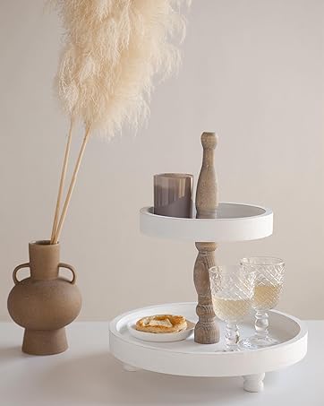 Décoratif 2 Tiered Tray Wooden Rustic