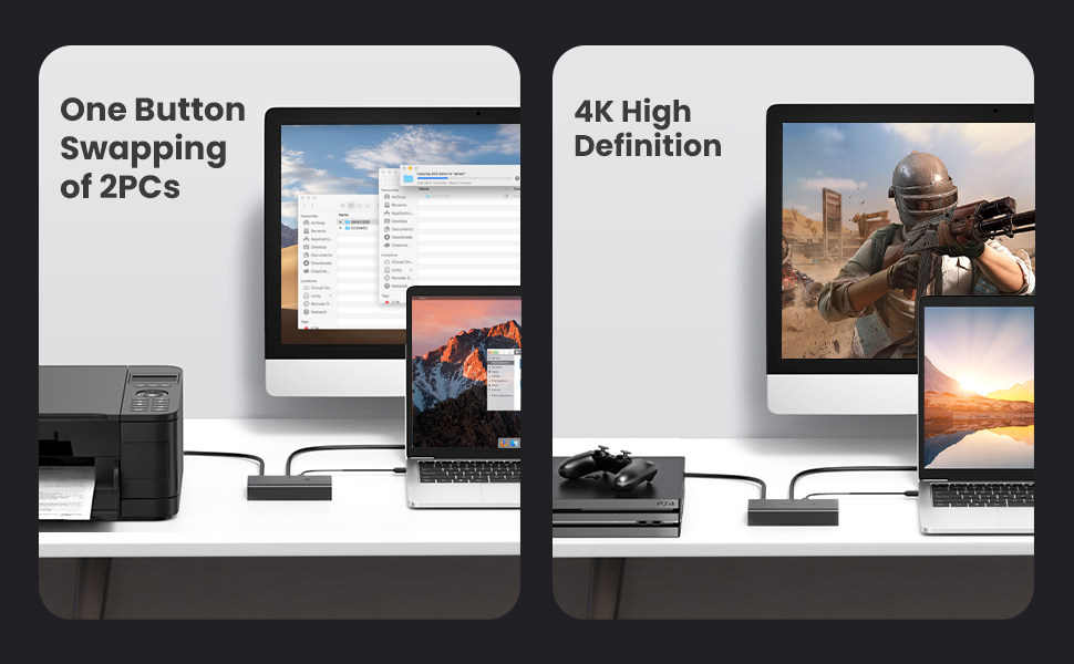 UGREEN KVM Switch, HDMI and USB Switcher 2 in 1 Out