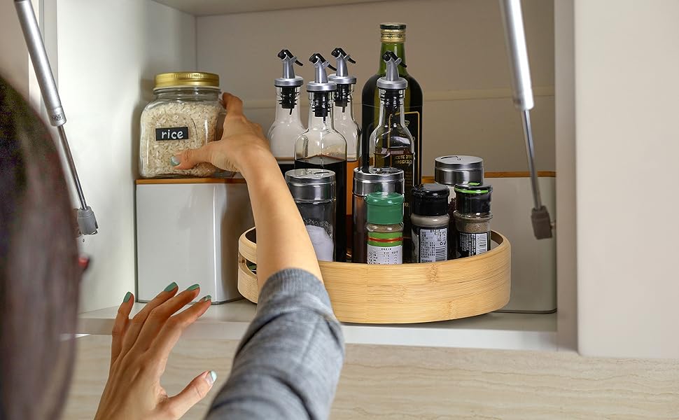 12 Inch Lazy Susan Organizer, Bamboo Lazy Susan Turntable