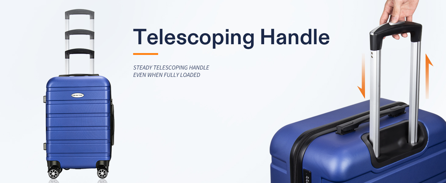 3 Piece Luggage Set Suitcase Baggage Hardside Hard Shell Telescoping Handle Spinner Wheel TSA Lock
