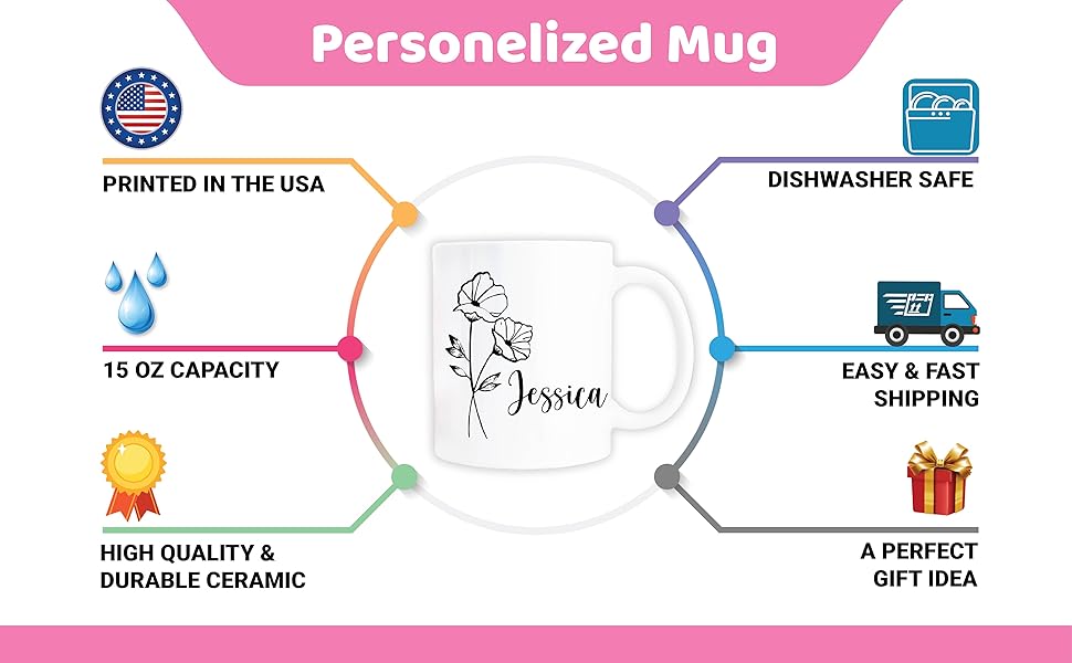 HELLO ACCESORIES Personalized Coffe Mug Initial Coffee