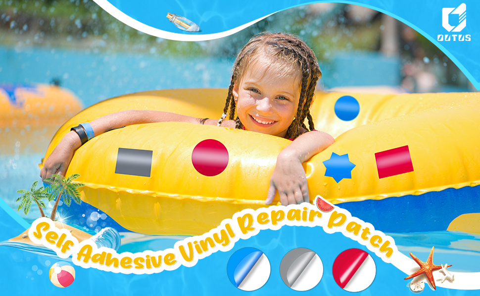 Outus 30 Pieces Pool Vinyl Repair Kit Self Adhesive Vinyl