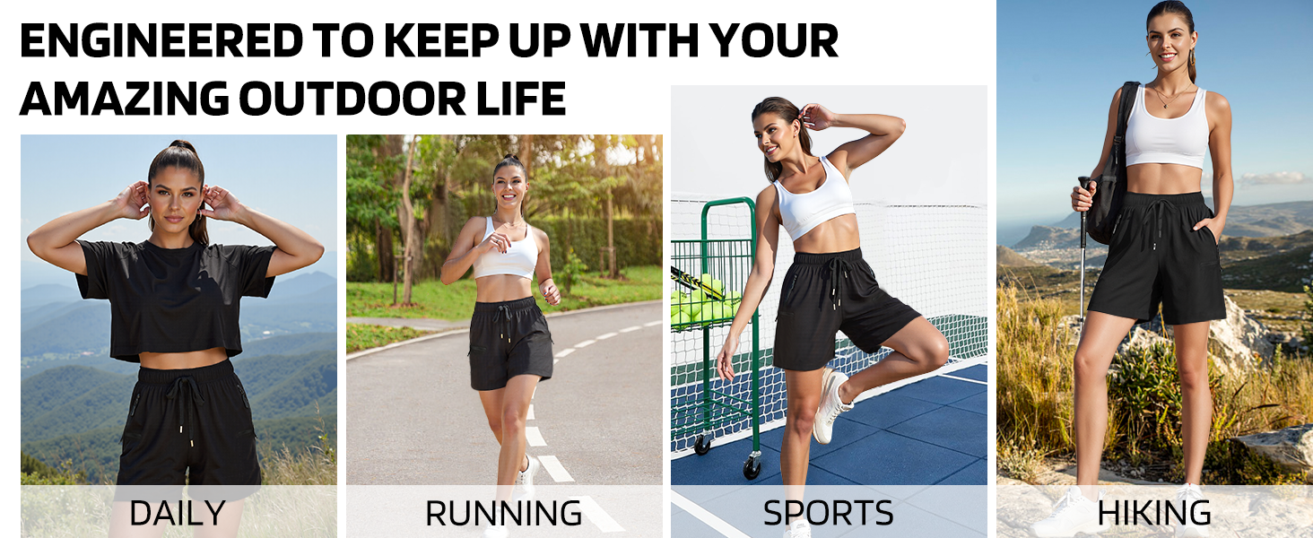 Women's Hiking Cargo Shorts Lightweight Athletic Shorts