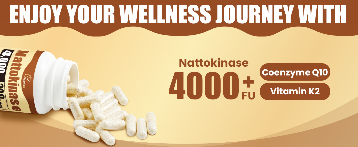 Nattokinase Supplement 4000 FU with Coenzyme Q10 & Vitamin K2