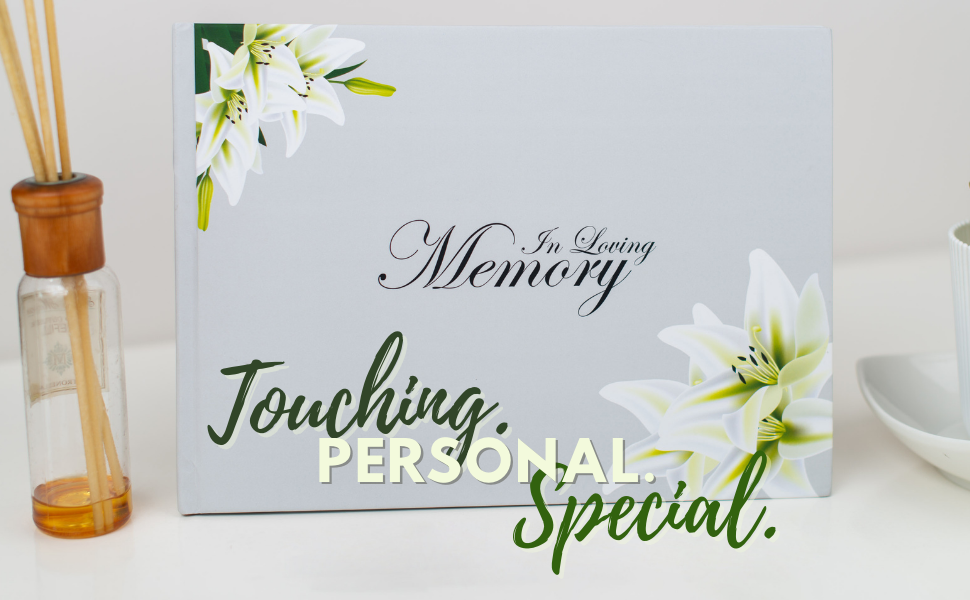 Customoffi Funeral Guest Book Hardcover Memorial Guest Book White