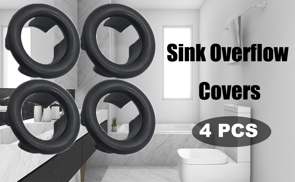 4 Pack Sink Overflow Covers Bathroom Kitchen Basin Trim