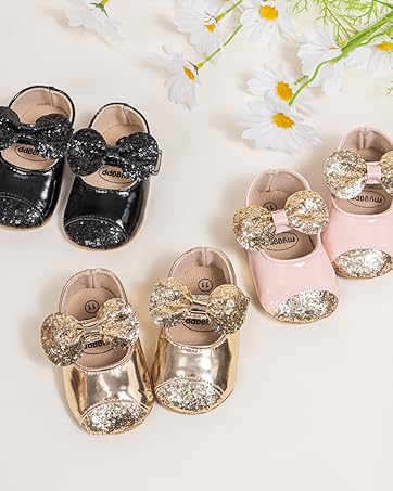 Infant Baby Girls Mary Jane Shoes Bowknot Princess Wedding Dress Flats Shoes