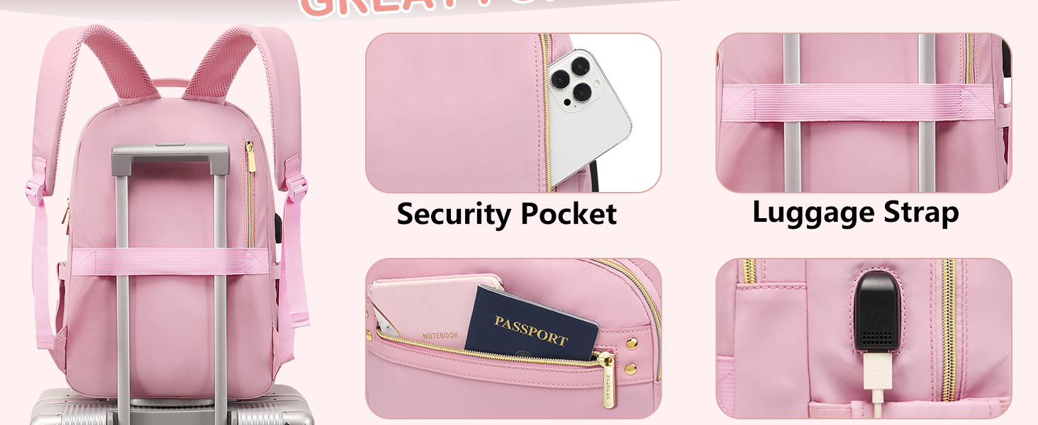 pink laptop backpack for women