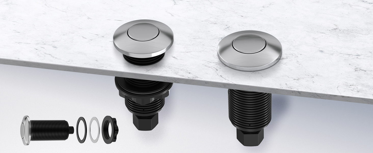 RVMARINEPAT Garbage Disposal Button Kit, Air Switch Garbage Disposal Brushed Stainless Steel