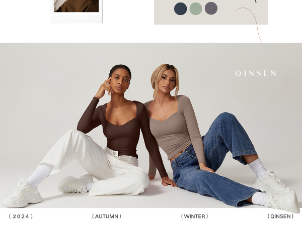 QINSEN Woman's 2024 Basic Crop Tops High Stretch Long Sleeve