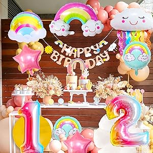 ✨ 2歳　飾り付け お誕生日バルーン　レインボー 虹の誕生日 Amazon | [LaVenty]誕生日 飾り付け 2歳 虹の風船 2歳お誕生日バルーン