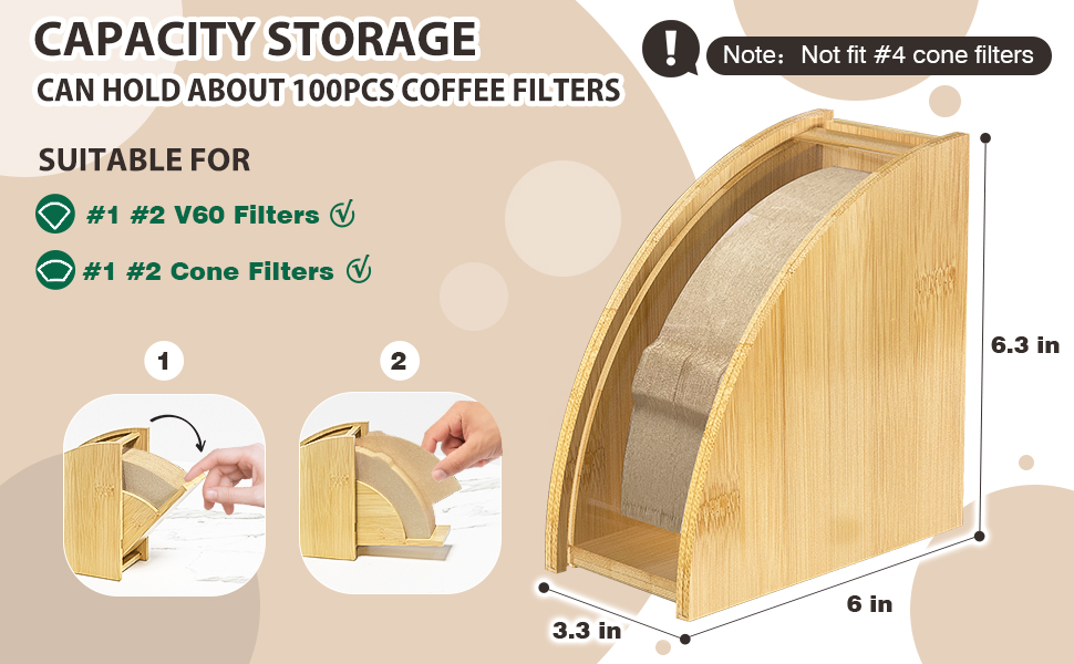 Pheehong Coffee Filter Holder Bamboo Coffee Filter