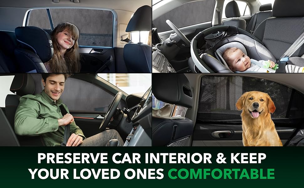 AutomendPro Car Windows Mosquito Net 4 Pack Mosquito