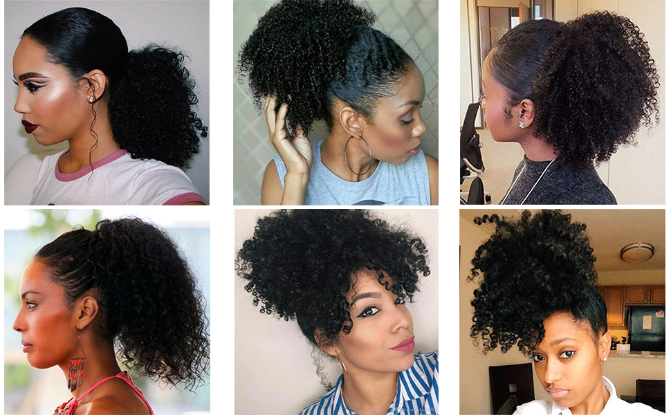 Synthetic drawstring curly ponytail