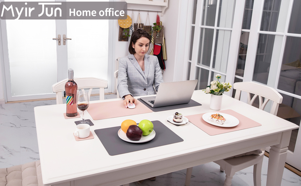 Myir JUN Leather Table Mats and Coasters, DualSided Leather Placemats and Coasters Waterproof