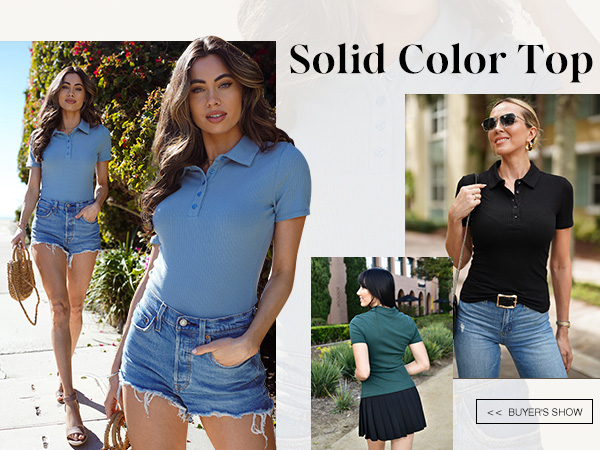 Dokotoo Womens Summer Tops Short Sleeve Button Down Collared