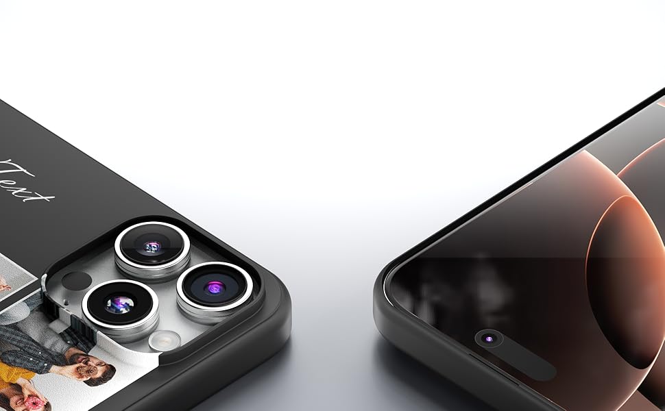 Close-up view of smartphone camera modules showing multiple lenses and sensors, with two devices positioned at opposing angles.