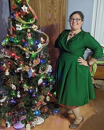 green dresses for women plus size elegant 3/4 long sleeve christmas dress