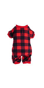 Pet Christmas Pajamas Buffalo Plaid Jumpsuit Clothes for Small Dogs and Cats 