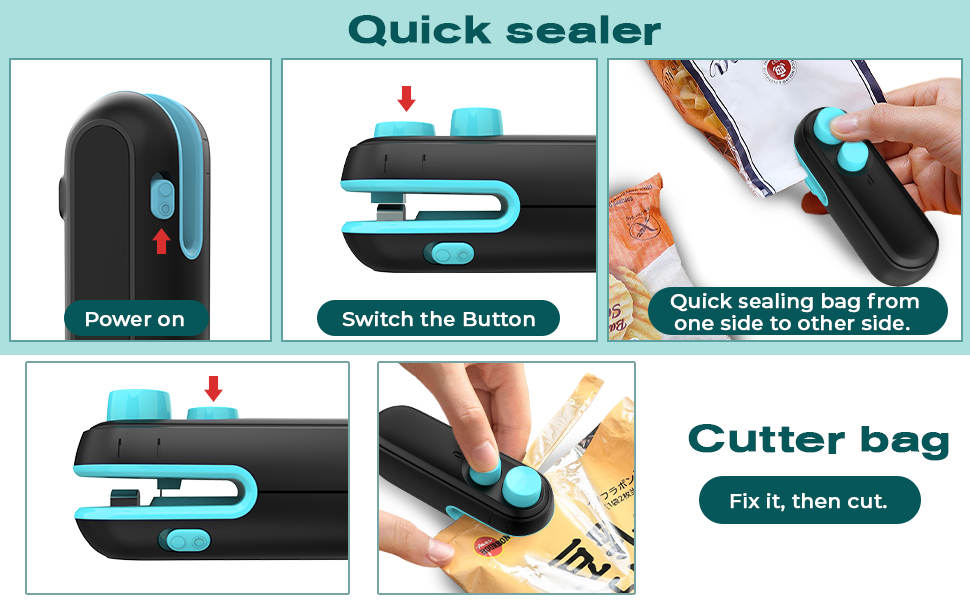Mini Bag Sealer, Handheld Bag Heat Vacuum Sealer, 2 in 1