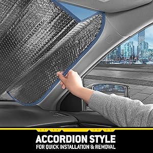 accordion style auto sunshade