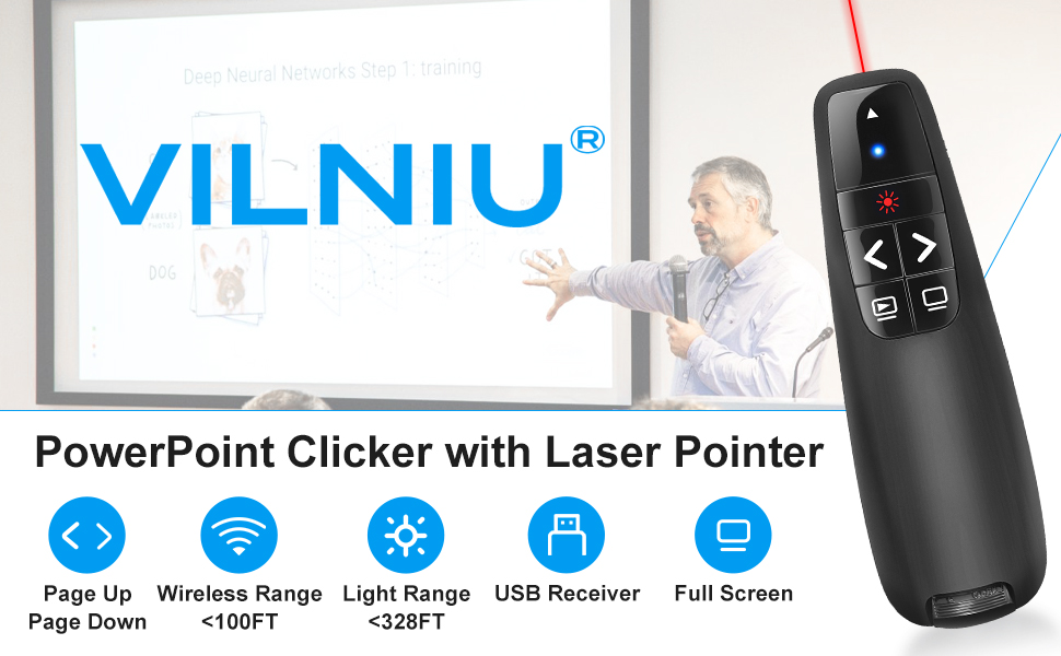 Presentation Clickers for PowerPoint, Clicker for Laptop Presentations Remote, USB