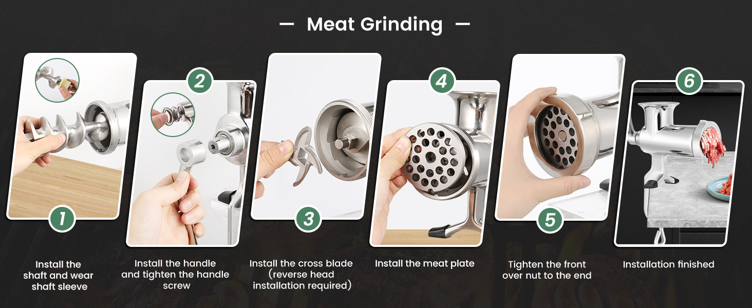 Huanyu Meat Grinder Manual Stainless Steel Meat Mincer Sausage Stuffer Filler Handheld Meat