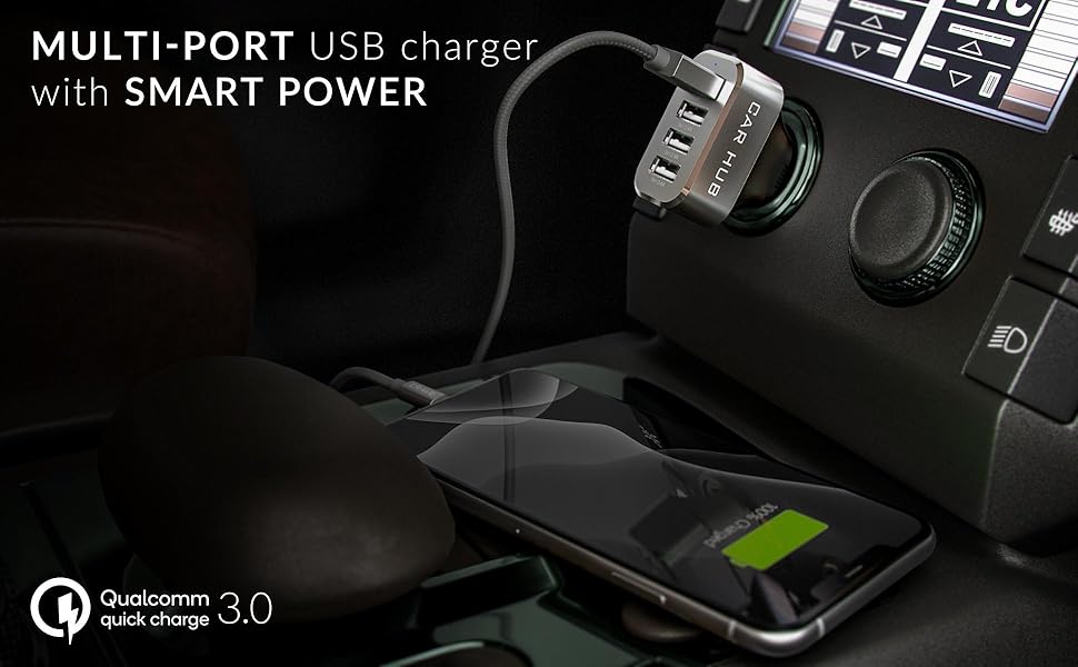 car charger 4 port quick charge fast charge rapid charge car truck boat 12V 18v 24v charger phone