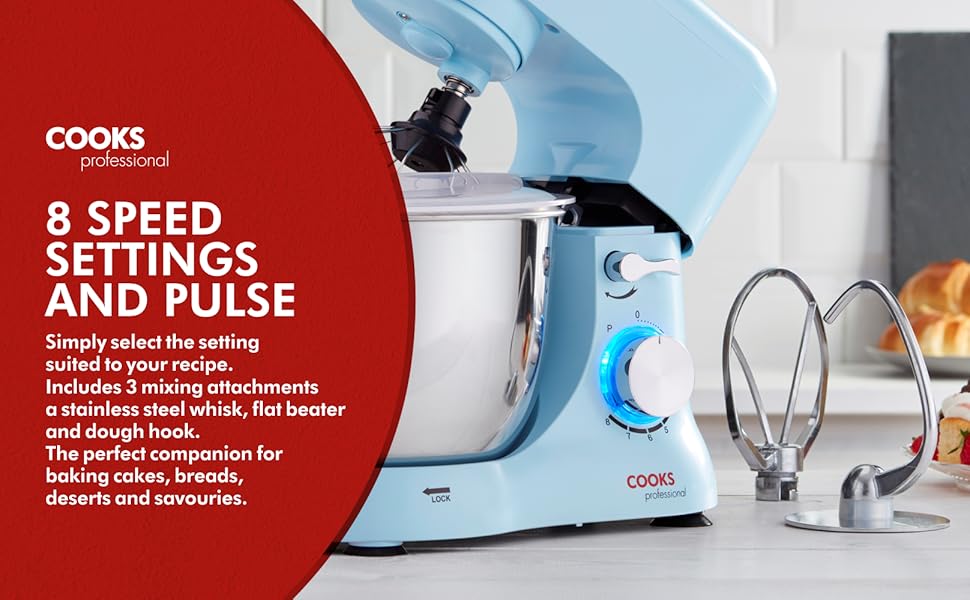 Cooks Professional Stand Mixer 8 Speed 4.5L Mixing Bowl 1000W