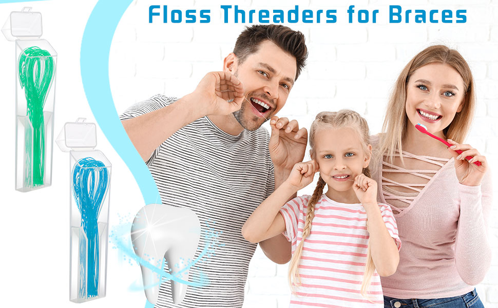 Amazon.com : 300 Count Dental Floss Threader for Bridges 6 Pack Floss ...