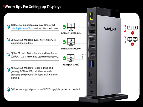 Amazon.com: WAVLINK USB C DisplayLink Docking Station with 3