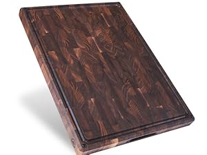Sonder LA Welton XL End Grain Walnut Wood Cutting Board, Made in USA, Juice Grove and Rubber Feet