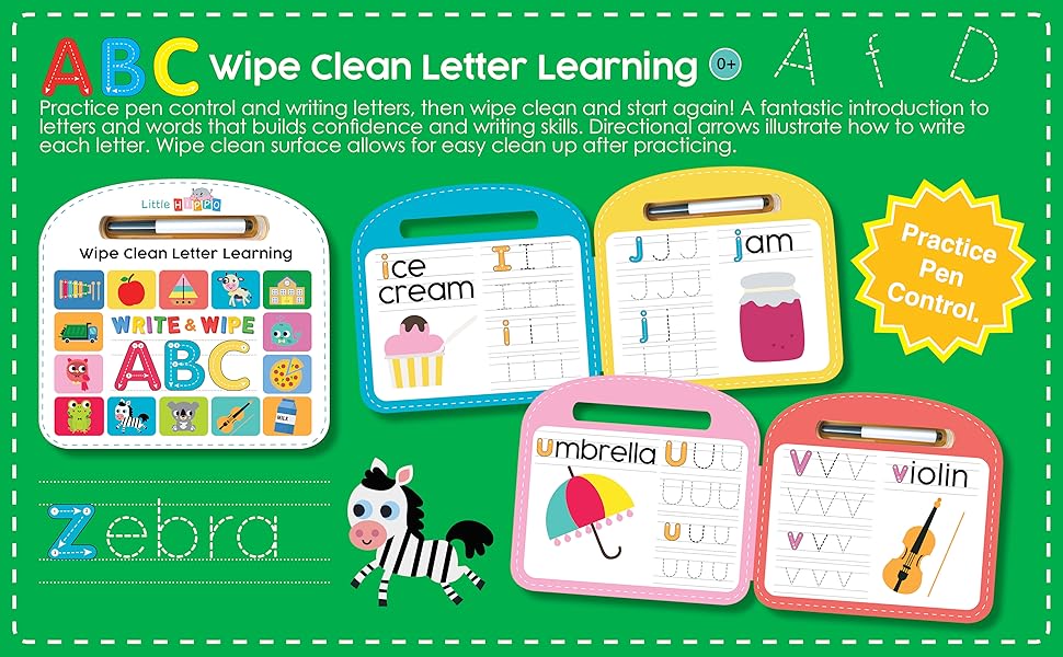 Write & Wipe ABC Children's Illustrated Novelty Learning Board Book