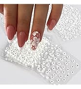 30 Sheets White Flower Nail Art Stickers, 3D Self Adhesive White Flower Nail Sticker Design Holog...