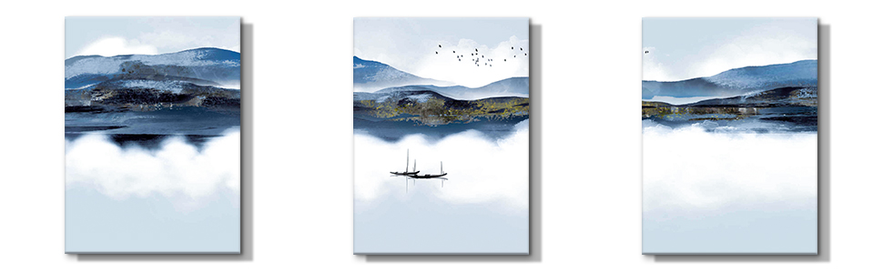 3 Pieces Wall Art Canvas Prints Modern Wall Artwork Framed for Bathroom Office Decor - 30 x 40 CM