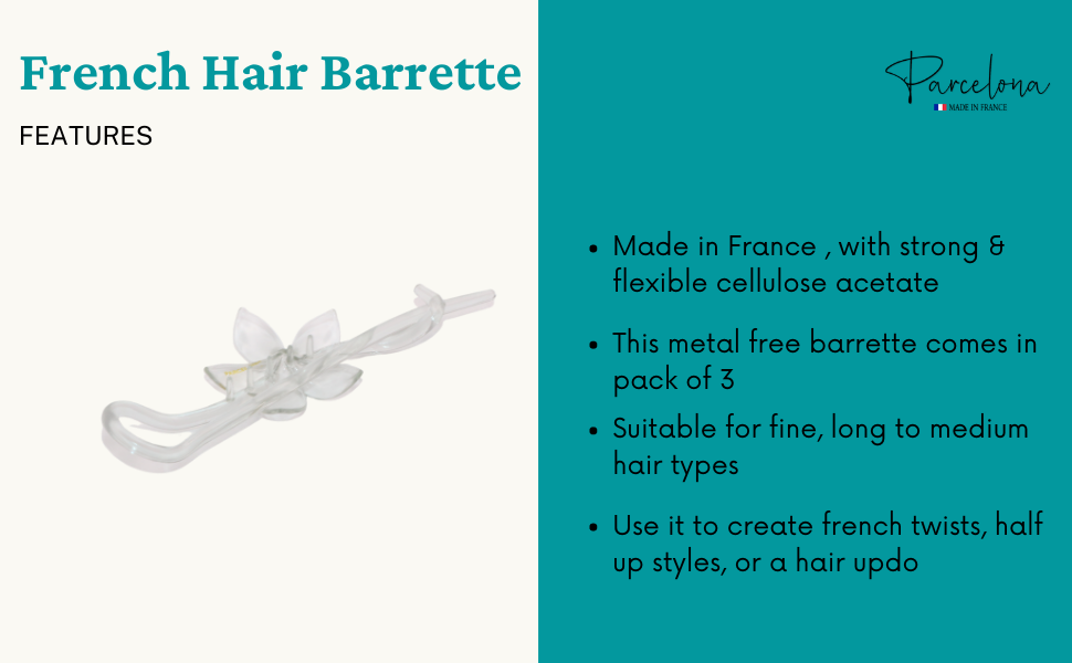 French hair barrette for thin to medium hair types