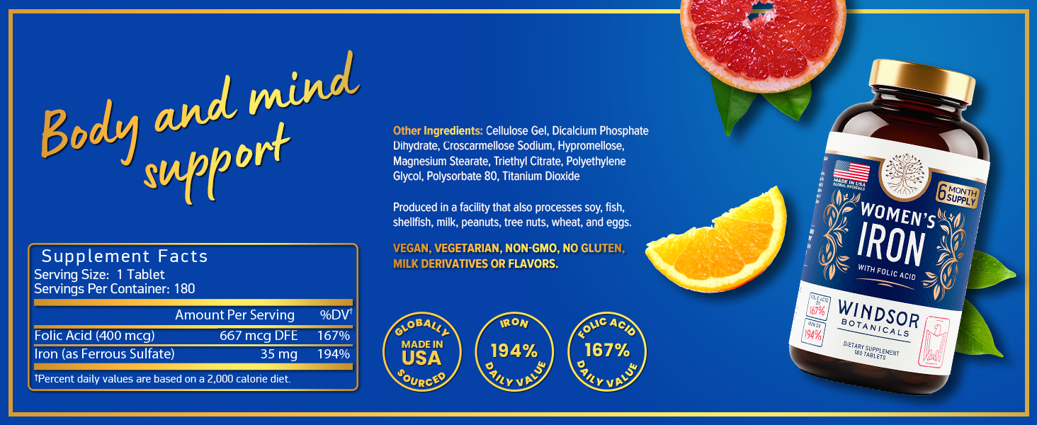 Windsor Botanicals Iron Tablets for Women