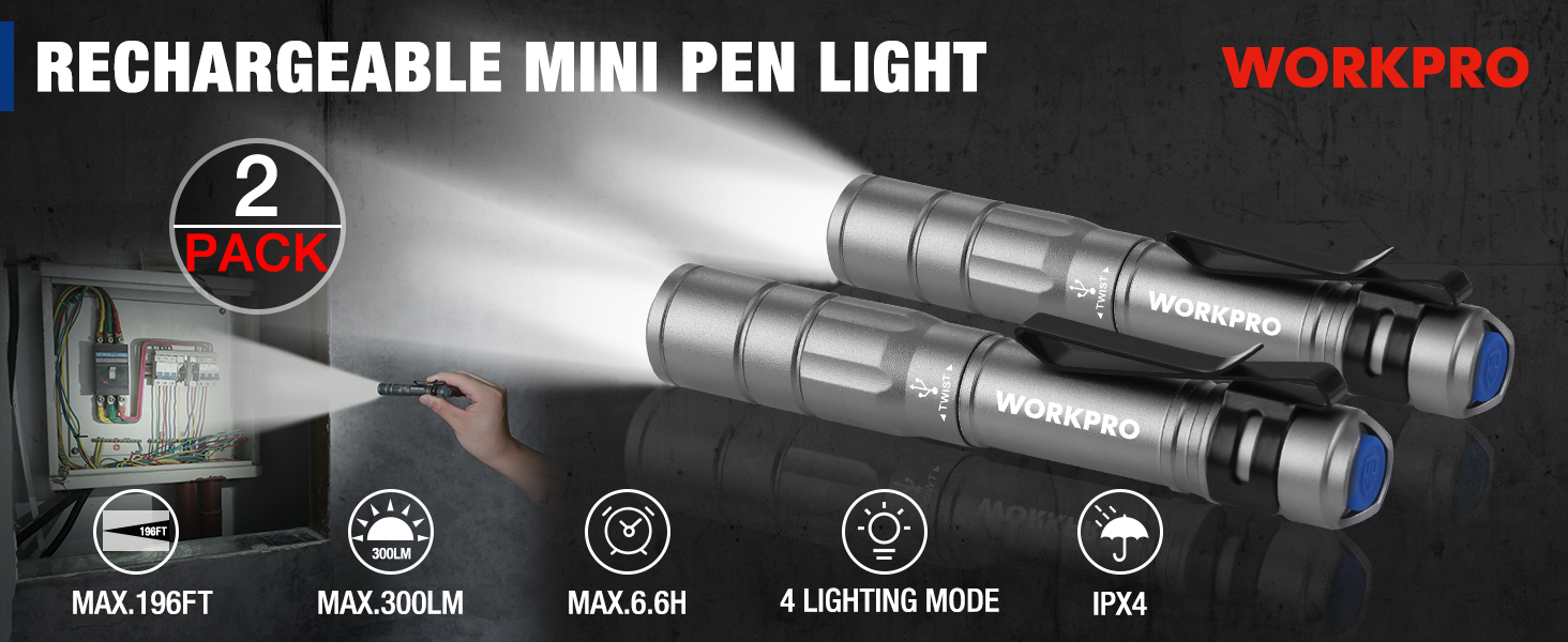 WORKPRO Rechargeable Mini Flashlight